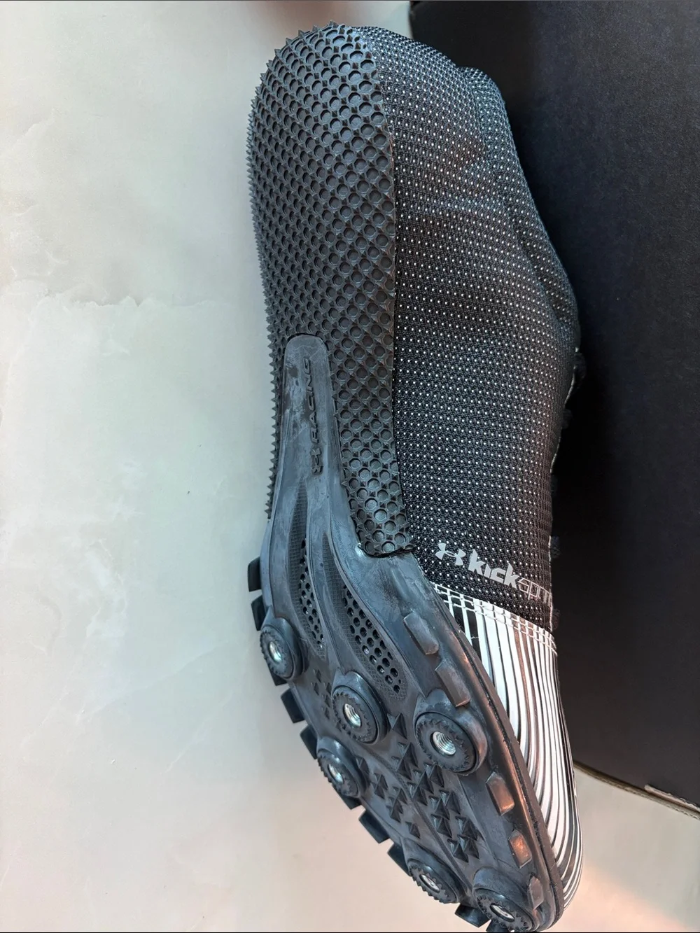 Under Armour Black & White Striped Athletic Cleats